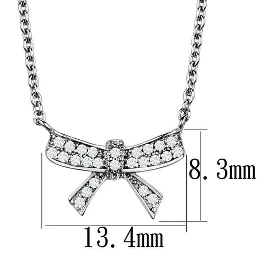 Alamode Rhodium Brass Chain Pendant with AAA Grade CZ in Clear - Alamode - Flyclothing LLC
