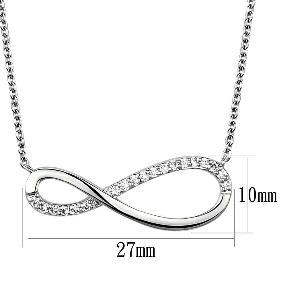 Alamode Rhodium Brass Chain Pendant with AAA Grade CZ in Clear - Alamode - Flyclothing LLC