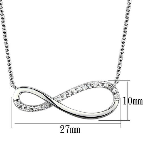 Alamode Rhodium Brass Chain Pendant with AAA Grade CZ in Clear - Alamode - Flyclothing LLC