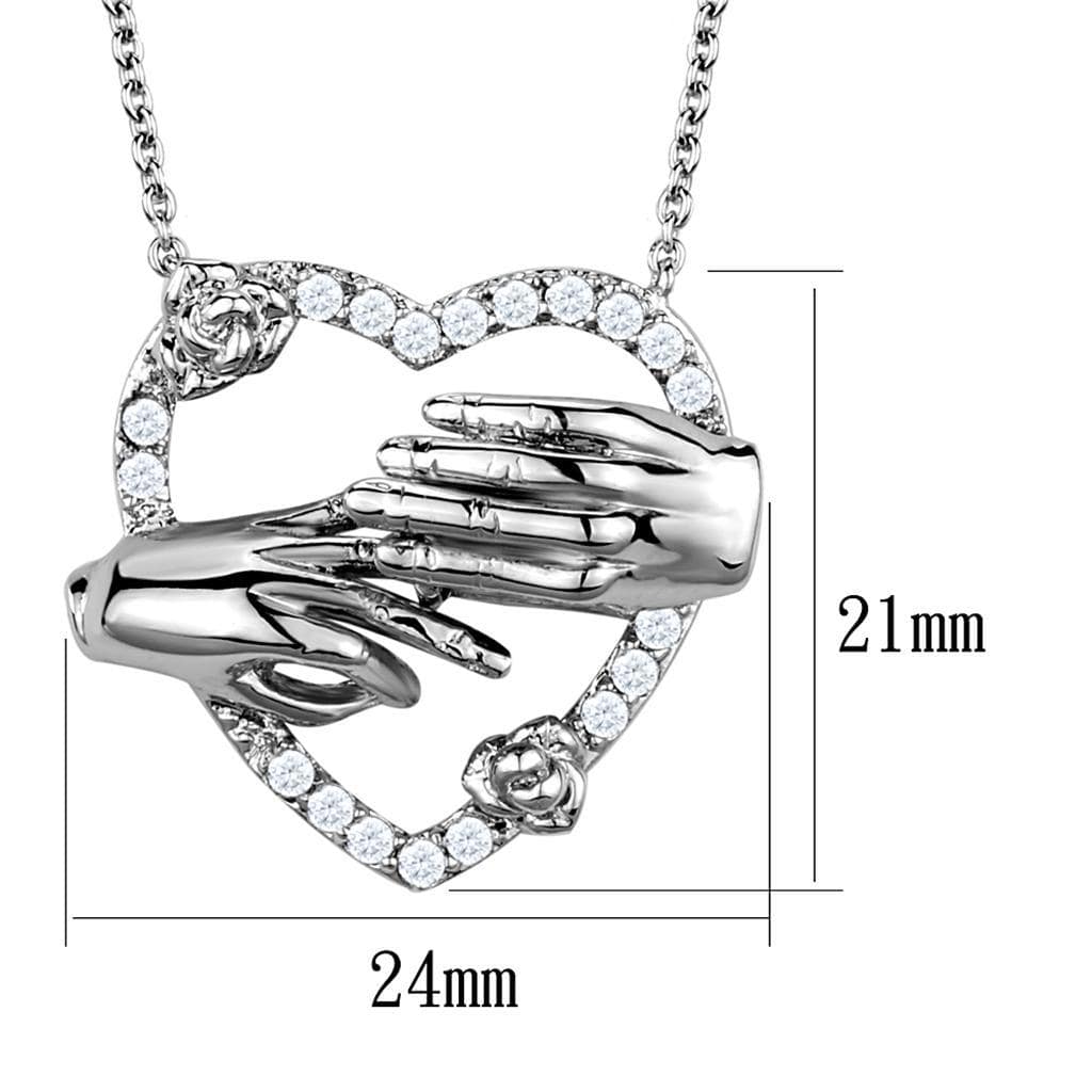 Alamode Rhodium Brass Chain Pendant with AAA Grade CZ in Clear - Alamode - Flyclothing LLC