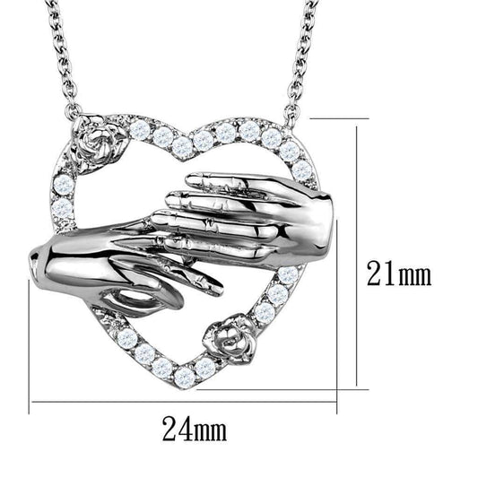 Alamode Rhodium Brass Chain Pendant with AAA Grade CZ in Clear - Alamode - Flyclothing LLC