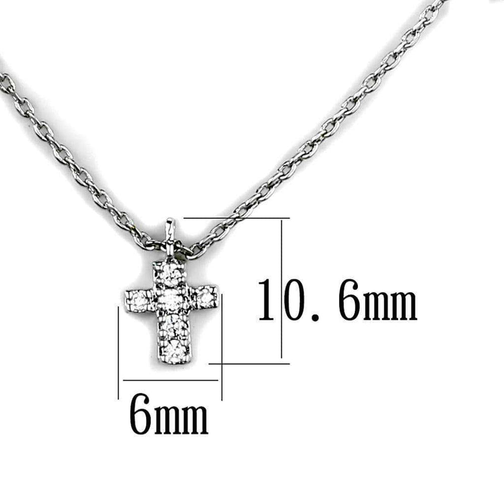 Alamode Rhodium Brass Chain Pendant with AAA Grade CZ in Clear - Alamode - Flyclothing LLC