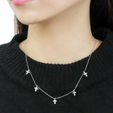 Alamode Rhodium Brass Chain Pendant with AAA Grade CZ in Clear - Alamode - Flyclothing LLC