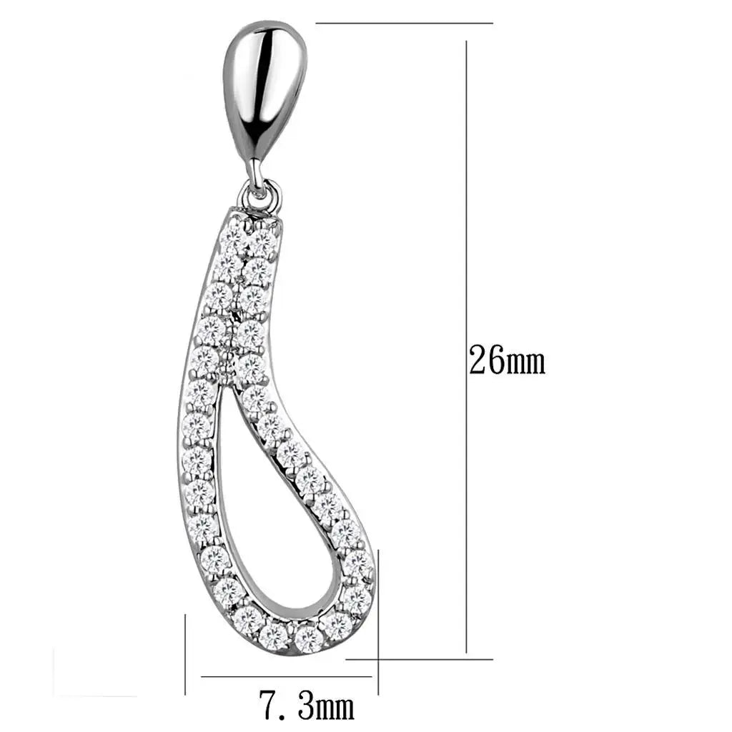Alamode Rhodium Brass Earrings with AAA Grade CZ in Clear - Alamode - Flyclothing LLC