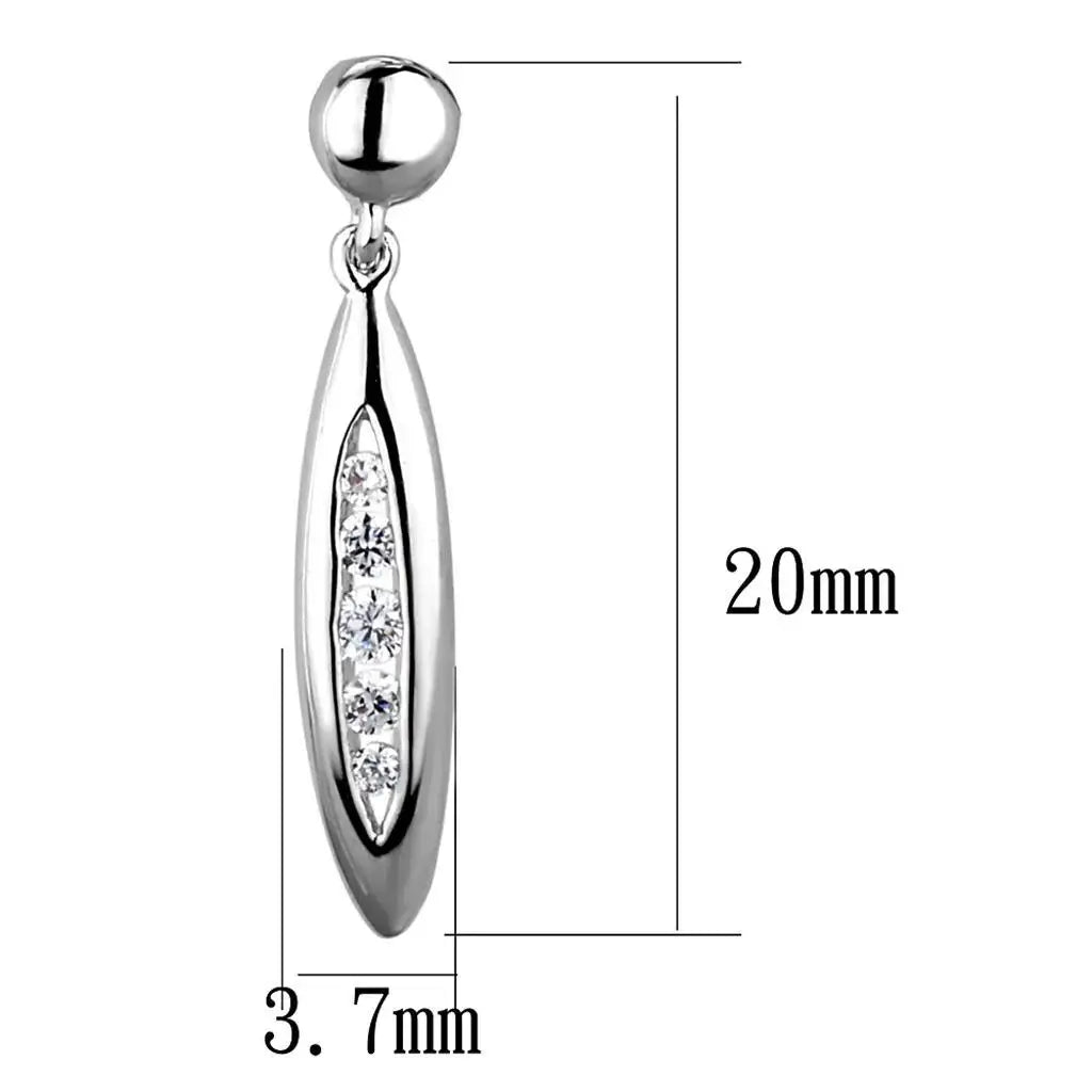 Alamode Rhodium Brass Earrings with AAA Grade CZ in Clear - Alamode - Flyclothing LLC