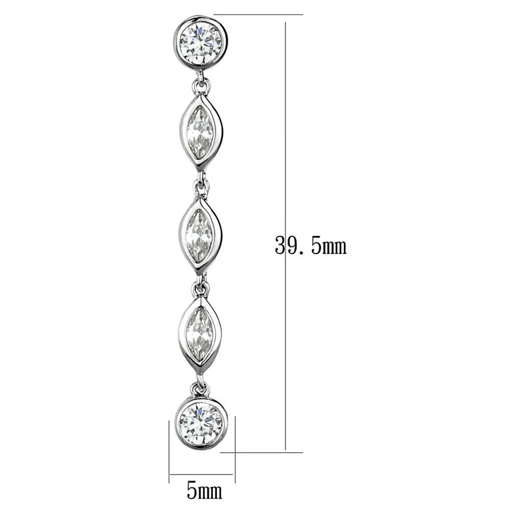 Alamode Rhodium Brass Earrings with AAA Grade CZ in Clear - Alamode - Flyclothing LLC