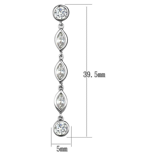 Alamode Rhodium Brass Earrings with AAA Grade CZ in Clear - Alamode - Flyclothing LLC