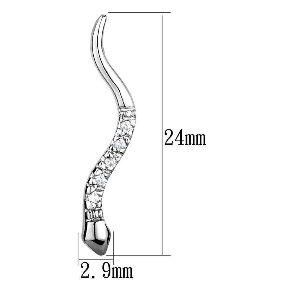 Alamode Rhodium Brass Earrings with AAA Grade CZ in Clear - Alamode - Flyclothing LLC