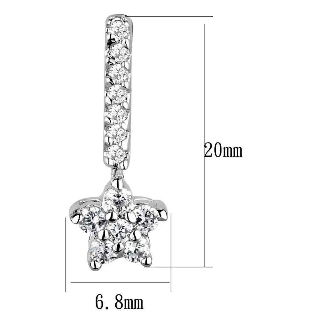 Alamode Rhodium Brass Earrings with AAA Grade CZ in Clear - Alamode - Flyclothing LLC
