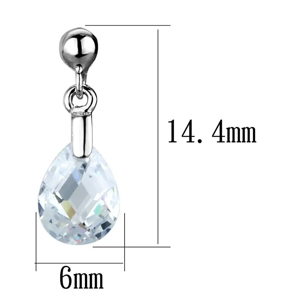 Alamode Rhodium Brass Earrings with AAA Grade CZ in Clear - Alamode - Flyclothing LLC