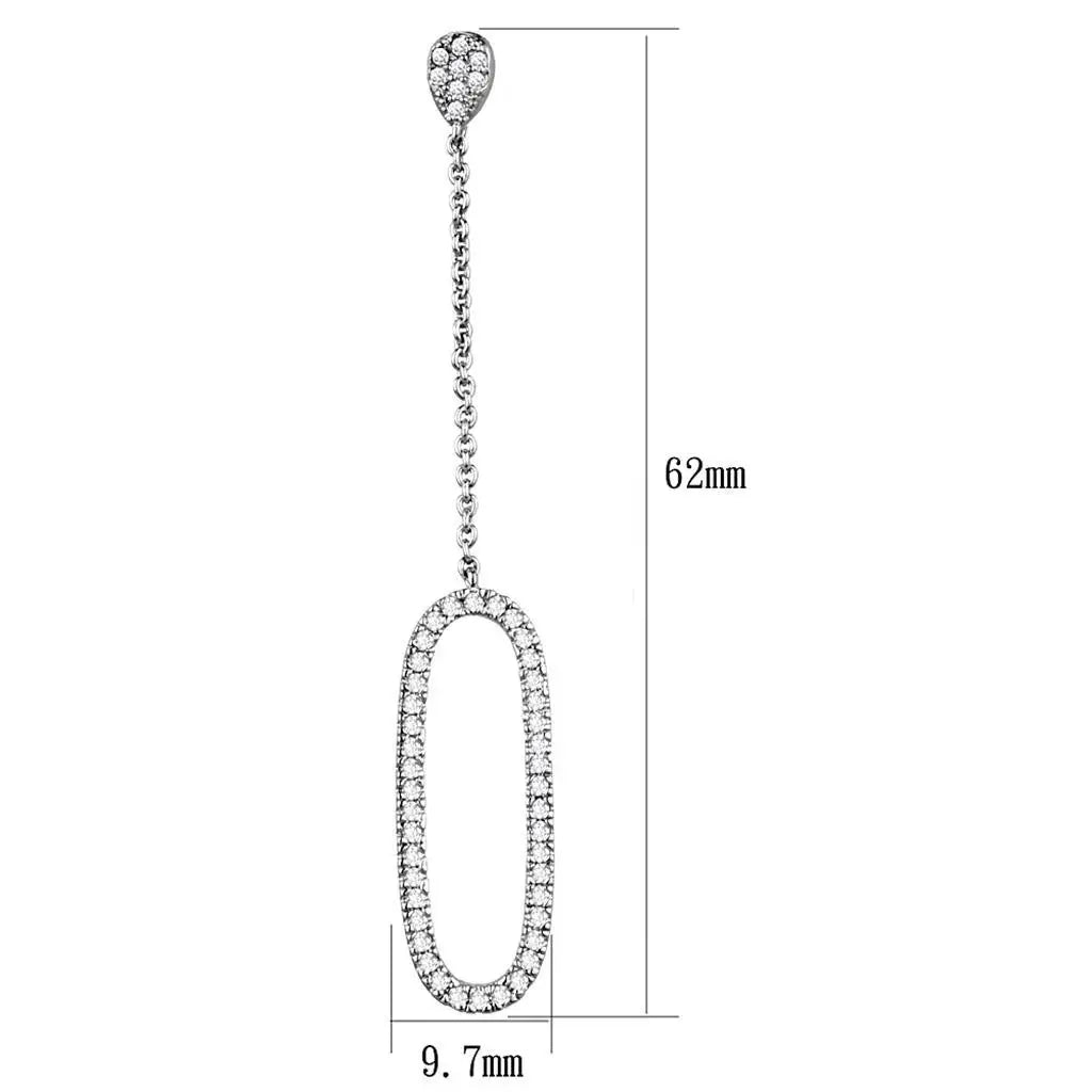 Alamode Rhodium Brass Earrings with AAA Grade CZ in Clear - Alamode - Flyclothing LLC