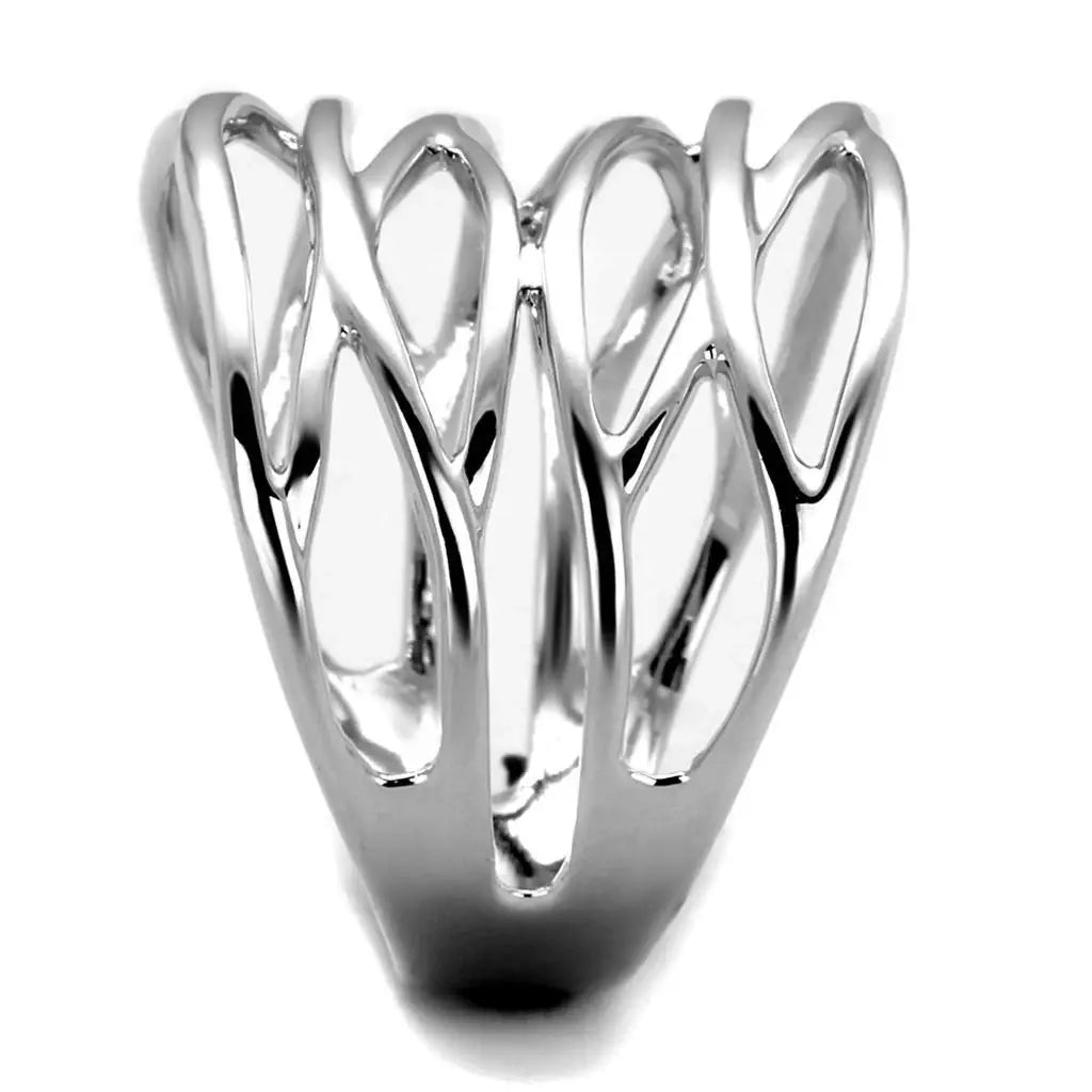 Alamode Rhodium Brass Ring with No Stone - Alamode - Flyclothing LLC