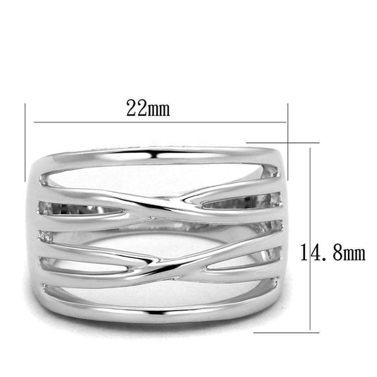 Alamode Rhodium Brass Ring with AAA Grade CZ in Clear - Alamode - Flyclothing LLC