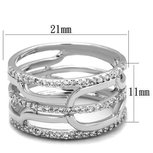 Alamode Rhodium Brass Ring with AAA Grade CZ in Clear - Alamode - Flyclothing LLC