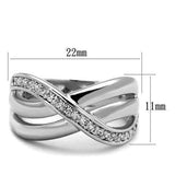Alamode Rhodium Brass Ring with AAA Grade CZ in Clear - Alamode - Flyclothing LLC
