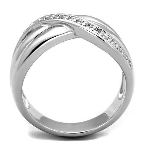 Alamode Rhodium Brass Ring with AAA Grade CZ in Clear - Alamode - Flyclothing LLC