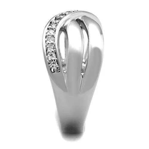 Alamode Rhodium Brass Ring with AAA Grade CZ in Clear - Alamode - Flyclothing LLC