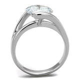 Alamode Rhodium Brass Ring with AAA Grade CZ in Clear - Alamode