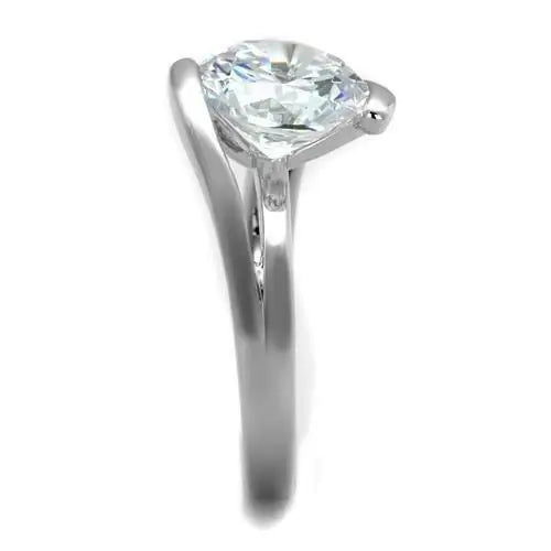 Alamode Rhodium Brass Ring with AAA Grade CZ in Clear - Alamode - Flyclothing LLC