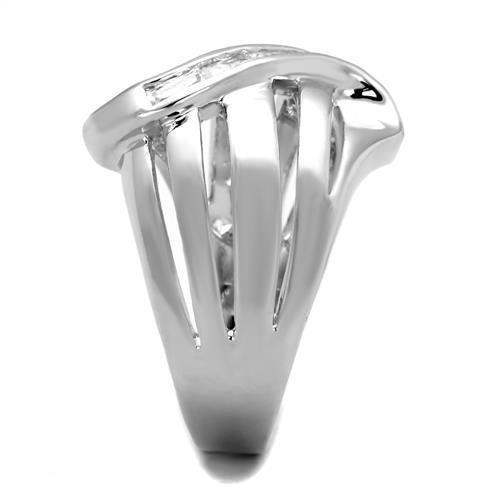 Alamode Rhodium Brass Ring with AAA Grade CZ in Clear - Alamode - Flyclothing LLC