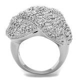 Alamode Rhodium Brass Ring with AAA Grade CZ in Clear - Alamode