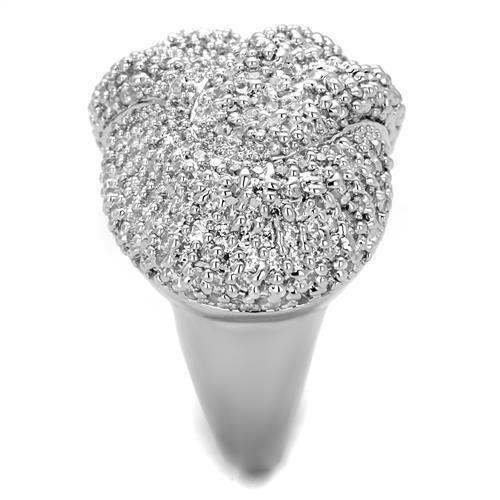 Alamode Rhodium Brass Ring with AAA Grade CZ in Clear - Alamode - Flyclothing LLC