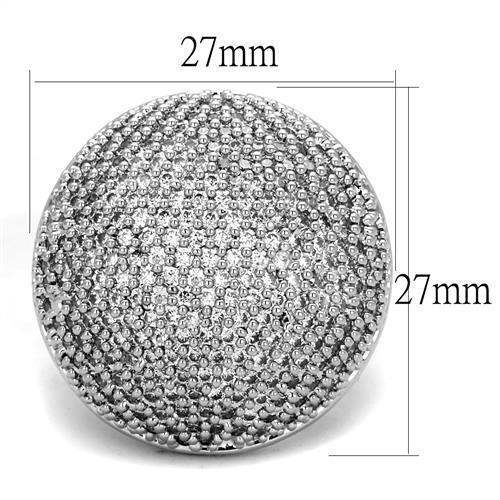 Alamode Rhodium Brass Ring with AAA Grade CZ in Clear - Alamode - Flyclothing LLC