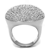 Alamode Rhodium Brass Ring with AAA Grade CZ in Clear - Alamode