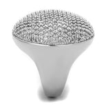 Alamode Rhodium Brass Ring with AAA Grade CZ in Clear - Alamode