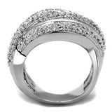 Alamode Rhodium Brass Ring with AAA Grade CZ in Clear - Alamode