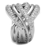 Alamode Rhodium Brass Ring with AAA Grade CZ in Clear - Alamode