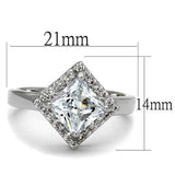 Alamode Rhodium Brass Ring with AAA Grade CZ in Clear - Alamode