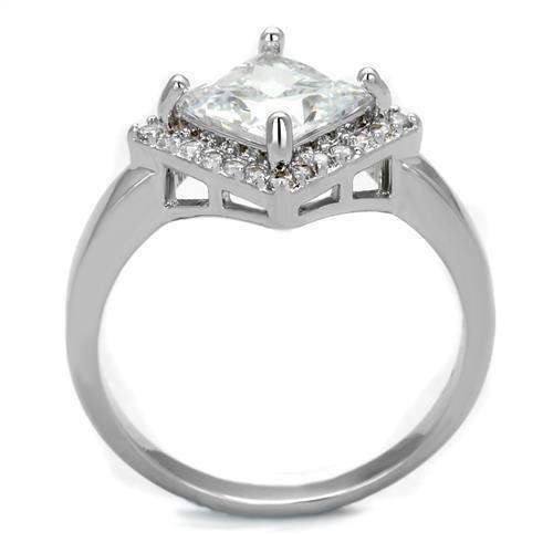 Alamode Rhodium Brass Ring with AAA Grade CZ in Clear - Alamode - Flyclothing LLC