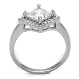 Alamode Rhodium Brass Ring with AAA Grade CZ in Clear - Alamode