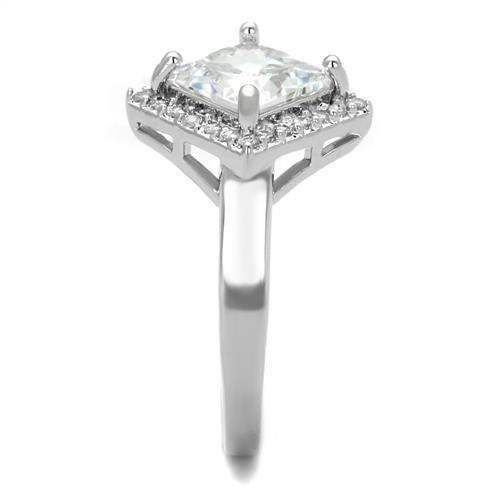 Alamode Rhodium Brass Ring with AAA Grade CZ in Clear - Alamode - Flyclothing LLC