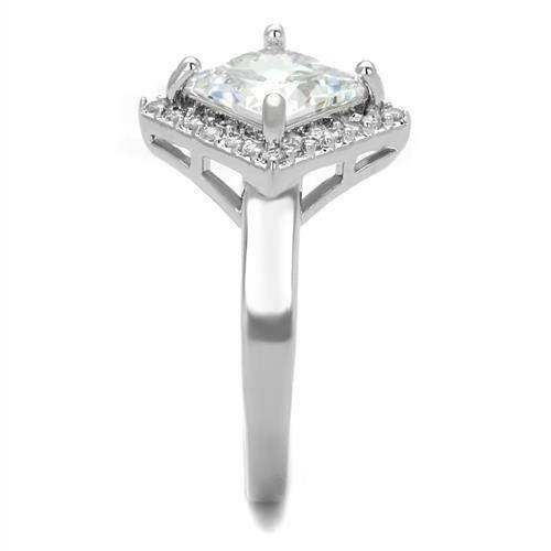 Alamode Rhodium Brass Ring with AAA Grade CZ in Clear - Alamode - Flyclothing LLC