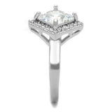 Alamode Rhodium Brass Ring with AAA Grade CZ in Clear - Alamode