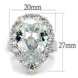 Alamode Rhodium Brass Ring with AAA Grade CZ in Clear - Alamode - Flyclothing LLC