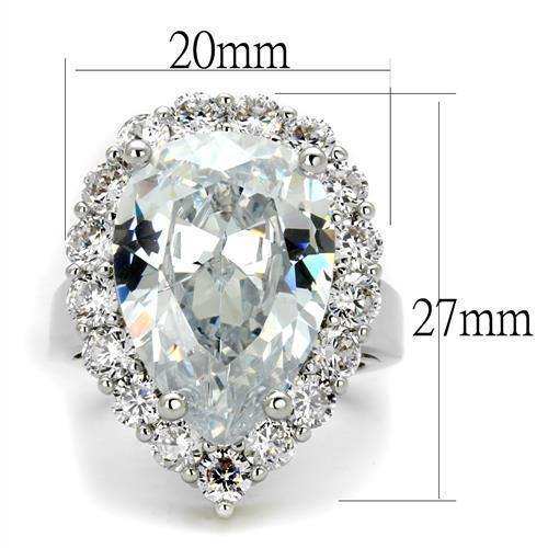 Alamode Rhodium Brass Ring with AAA Grade CZ in Clear - Alamode - Flyclothing LLC