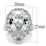 Alamode Rhodium Brass Ring with AAA Grade CZ in Clear - Alamode