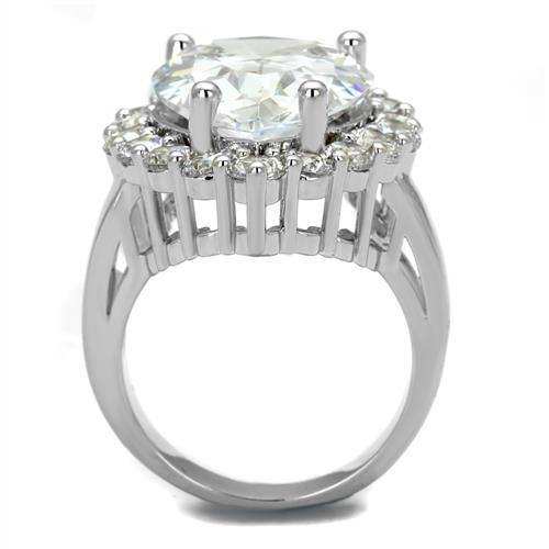Alamode Rhodium Brass Ring with AAA Grade CZ in Clear - Alamode - Flyclothing LLC