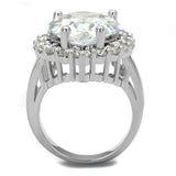 Alamode Rhodium Brass Ring with AAA Grade CZ in Clear - Alamode