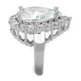 Alamode Rhodium Brass Ring with AAA Grade CZ in Clear - Alamode