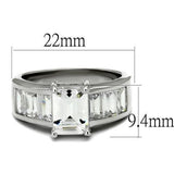 Alamode Rhodium Brass Ring with AAA Grade CZ in Clear - Alamode