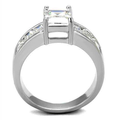 Alamode Rhodium Brass Ring with AAA Grade CZ in Clear - Alamode - Flyclothing LLC