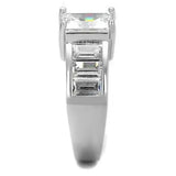 Alamode Rhodium Brass Ring with AAA Grade CZ in Clear - Alamode - Flyclothing LLC