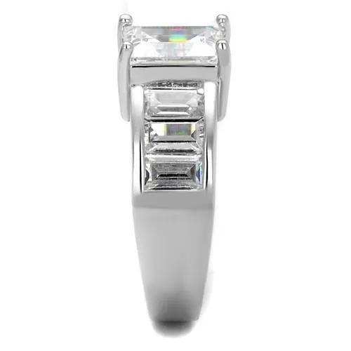 Alamode Rhodium Brass Ring with AAA Grade CZ in Clear - Alamode - Flyclothing LLC