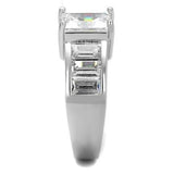 Alamode Rhodium Brass Ring with AAA Grade CZ in Clear - Alamode