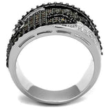 Alamode Rhodium + Ruthenium Brass Ring with AAA Grade CZ in Multi Color - Alamode - Flyclothing LLC