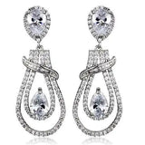 Alamode Rhodium Brass Jewelry Sets with AAA Grade CZ in Clear - Alamode